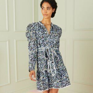 Marie Oliver Vienna Cotton Seastone Mini Dress S $374